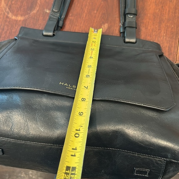 Halston Heritage Leather Bag Gold Purse Suede Black - Picture 7 of 13